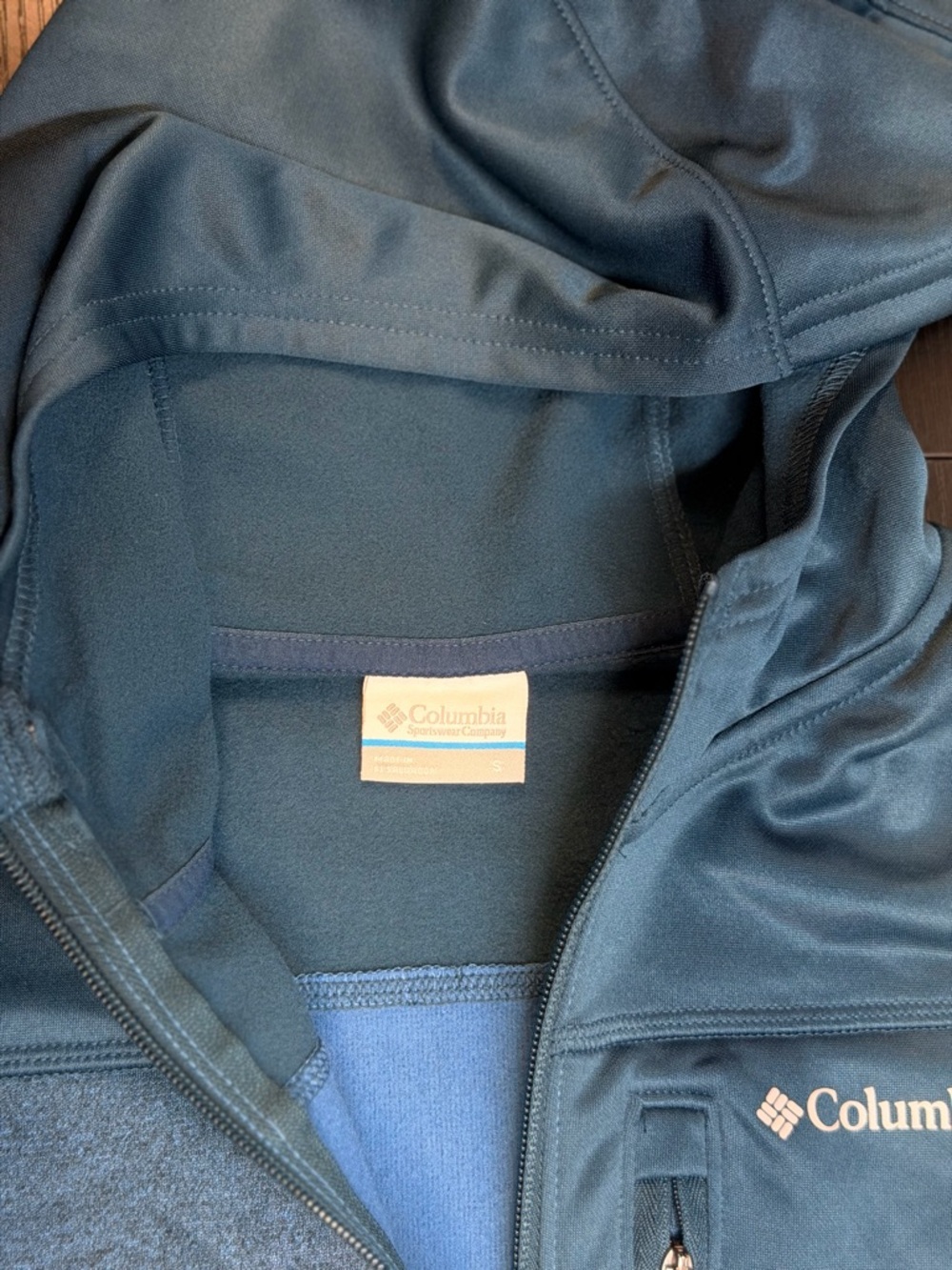 Columbia Men's Teal Blue Hooded Puffer Jacket - Picture 4 of 4